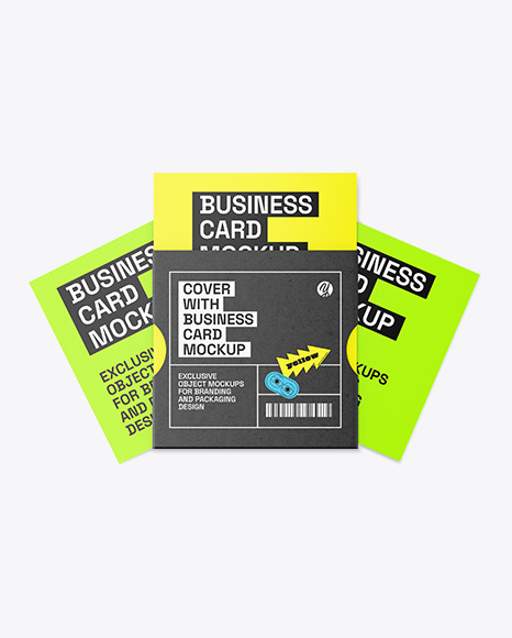 Kraft Cover w/ Business Cards Mockup