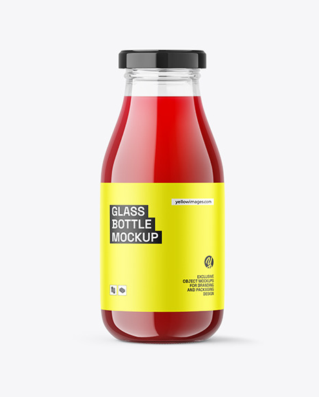 Glass Bottle w/ Cherry Juice Mockup