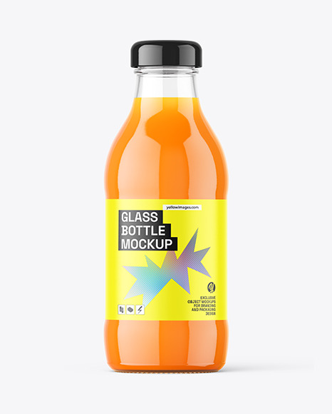 Clear Glass Carrot Juice Bottle Mockup