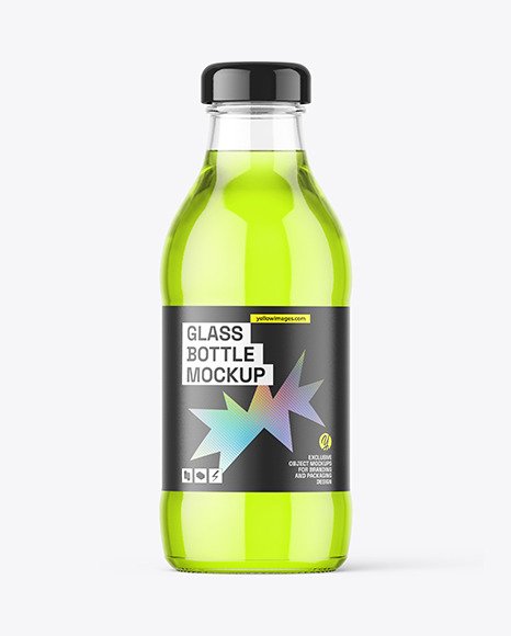 Clear Glass Drink Bottle Mockup