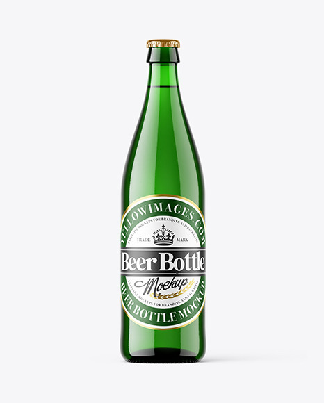 Green Glass Beer Bottle Mockup