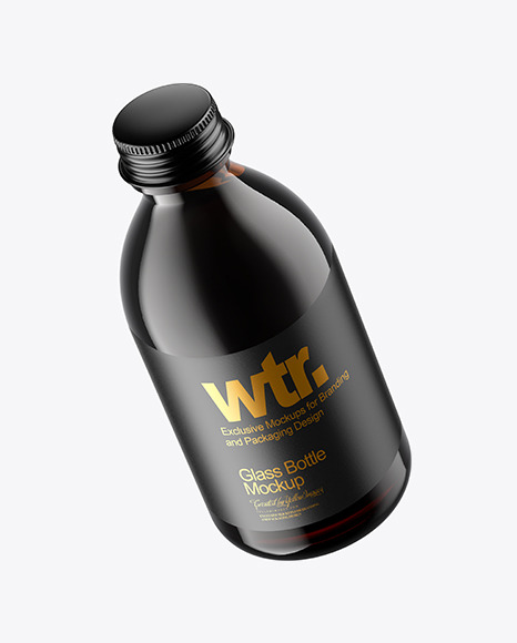 Amber Glass Cold Brew Coffee Bottle Mockup