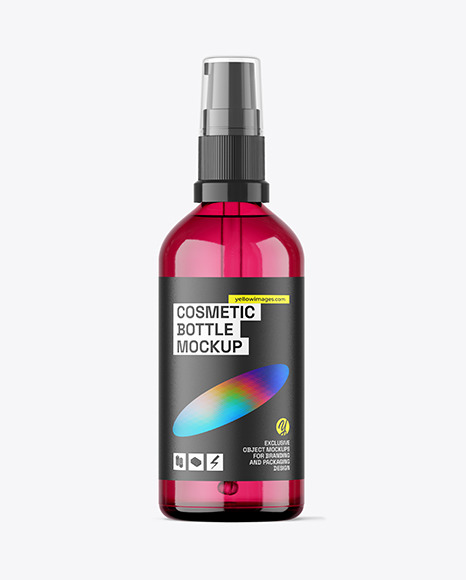 100ml Colored Glass Cosmetic Bottle w Pump Mockup