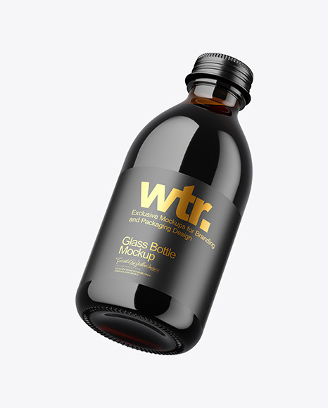 Amber Glass Cold Brew Coffee Bottle Mockup