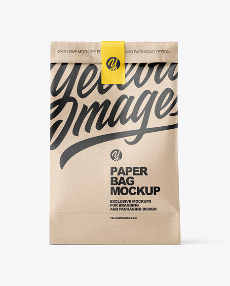 Kraft Paper Bag w/ Label Mockup