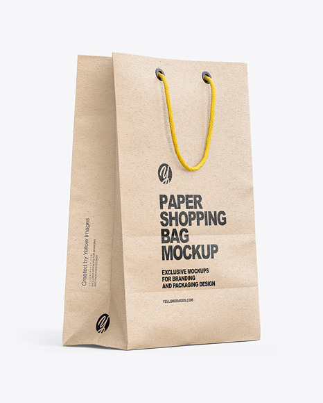 Kraft Paper Shopping Bag w/ Rope Handles Mockup