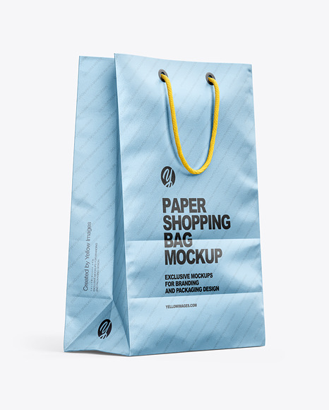 Matte Metallic Shopping Bag w/ Rope Handles Mockup