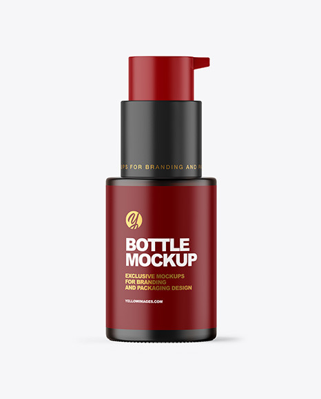 Frosted Amber Cosmetic Bottle with Pump Mockup