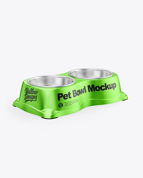 Metallic Pet Feeding Bowl Mockup