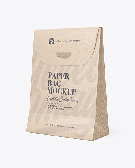 Kraft Paper Gift Bag w/ Flip Lid Mockup