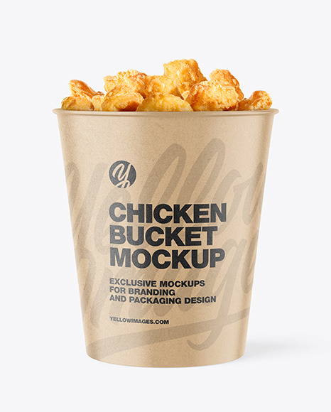 Kraft Bucket With Chicken Mockup
