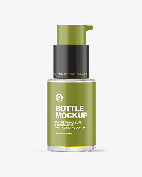 Color Liquid Glass Cosmetic Bottle with Pump Mockup