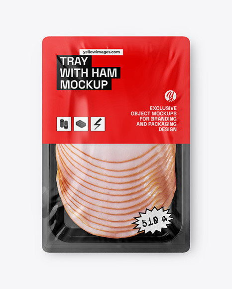 Tray With Sliced Ham Mockup