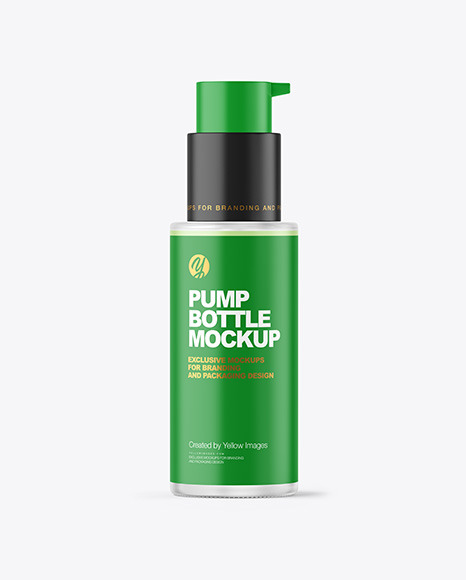 Frosted Glass Cosmetic Bottle with Pump Mockup