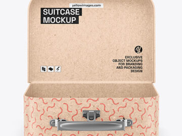 Opened Kraft Suitcase Mockup