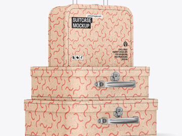 Kraft Suitcases Stack Mockup