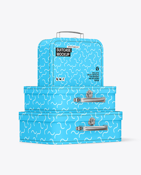 Paper Suitcases Stack Mockup