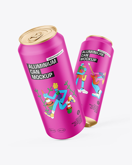 Two 500ml Matte Cans Mockup