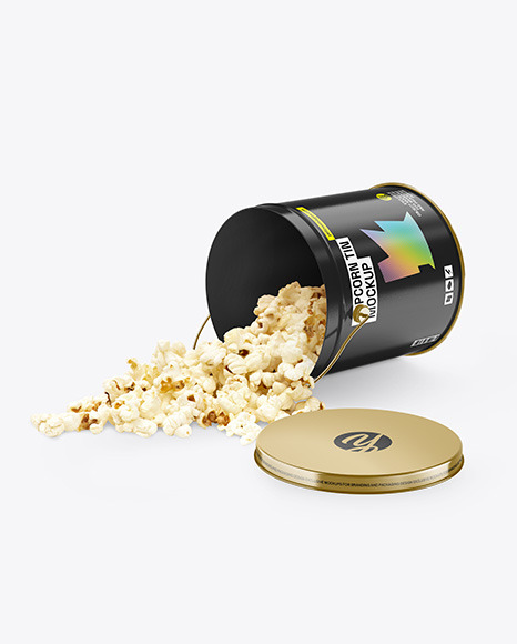 Glossy Popcorn Tin Bucket Mockup