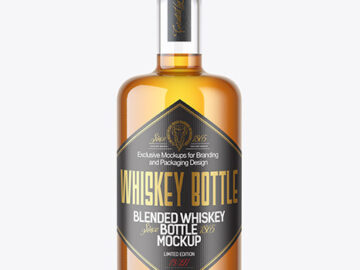 Whiskey Bottle with Wooden Cap Mockup