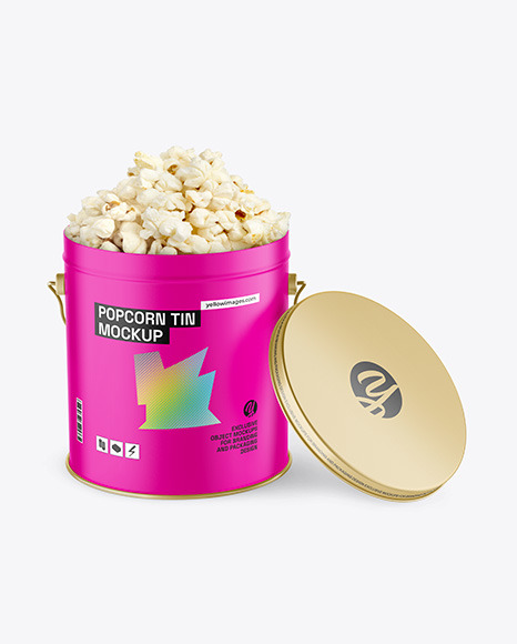 Matte Popcorn Tin Bucket Mockup