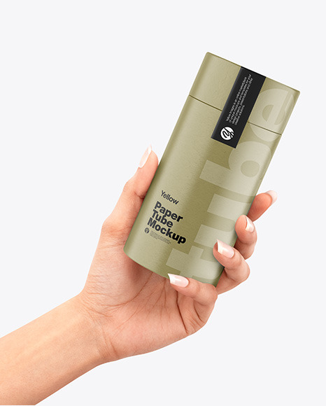 Paper Tube in a Hand Mockup