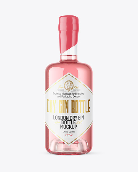Gin Bottle with Wooden Cap Mockup