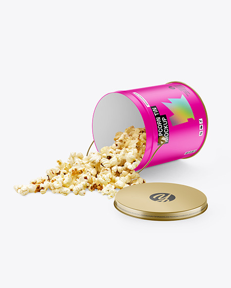 Matte Popcorn Tin Bucket Mockup