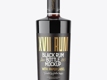 Clear Glass Black Rum Bottle Mockup