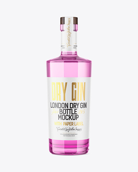 Colored Glass Gin Bottle Mockup