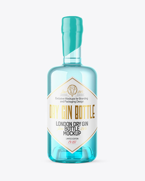 Vintage Dry Gin Bottle with Wooden Cap Mockup