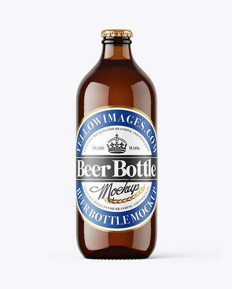 Amber Glass Beer Bottle Mockup