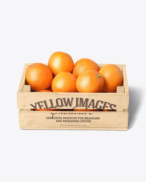 Crate With Oranges Mockup