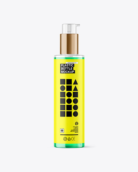 Color Liquid Cosmetic Bottle with Pump Mockup