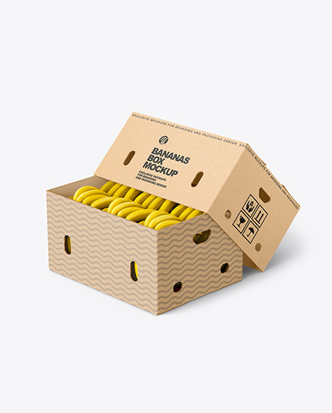 Kraft Box with Bananas Mockup