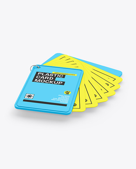 Plastic Cards Stack w/ Plastic Tag Mockup