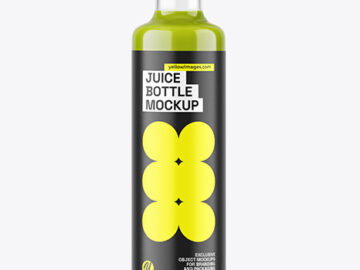 Clear Glass Green Juice Bottle Mockup