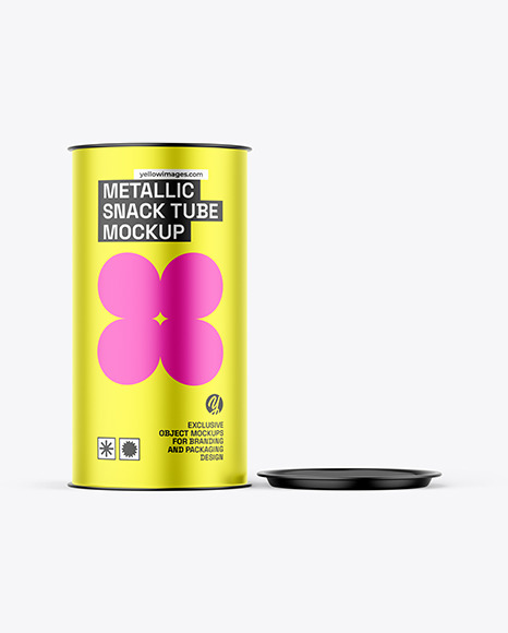 Opened Metallic Snack Tube Mockup