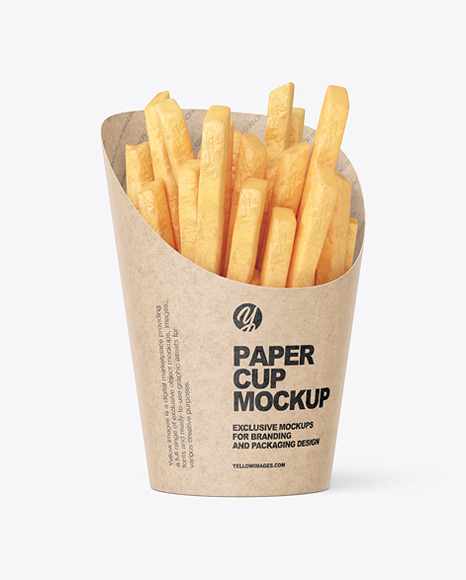 Kraft Paper Cup w/ French Fries Mockup