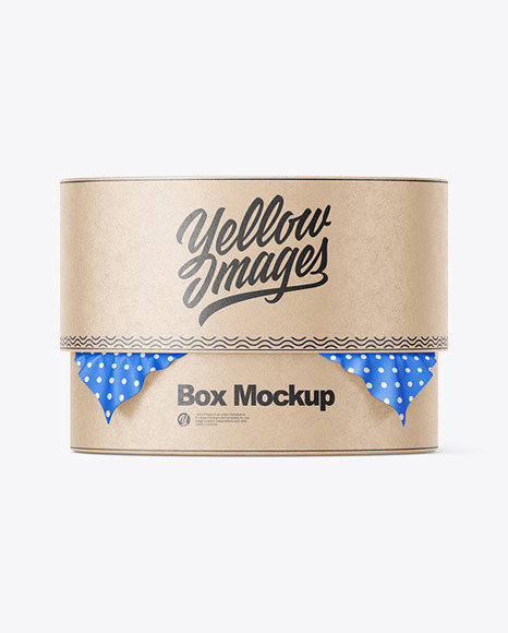 Round Kraft Paper Box w/ Fabric Mockup