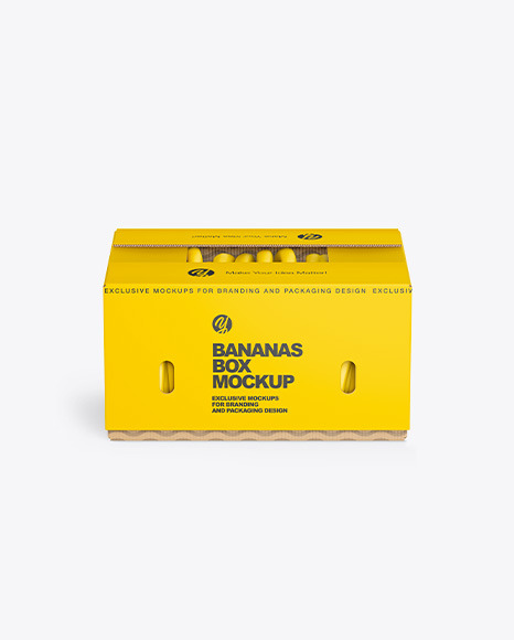 Paper Box with Bananas Mockup