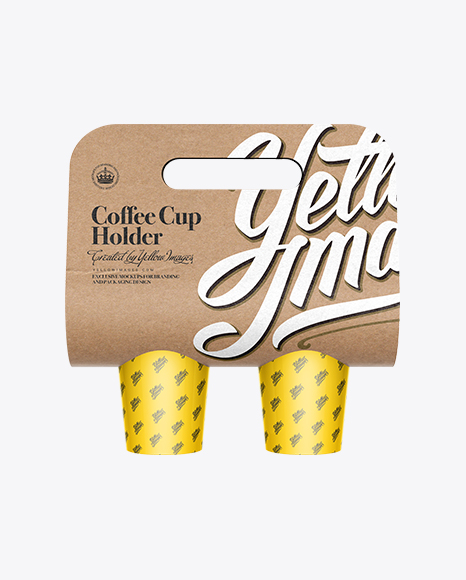 Kraft Coffee Cup Carrier Mockup