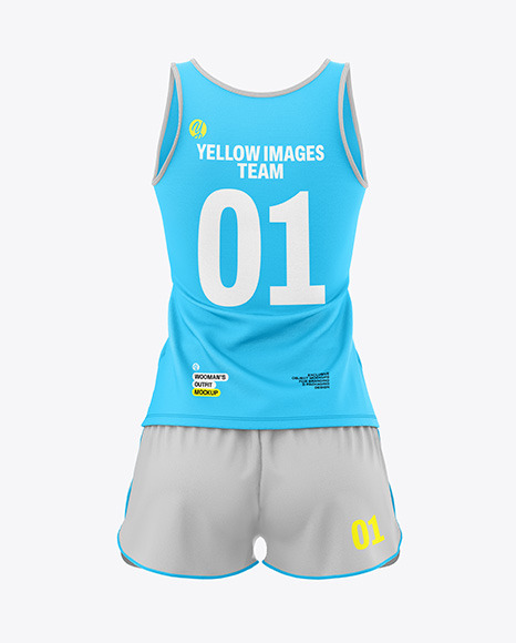 Racerback Tank Top with Shorts Mockup - Back View