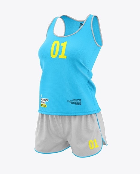 Racerback Tank Top with Shorts Mockup - Half Side View