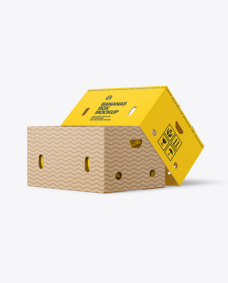Paper Box with Bananas Mockup