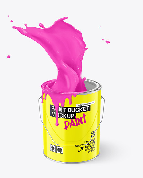 Glossy Paint Bucket W/ Splash Mockup