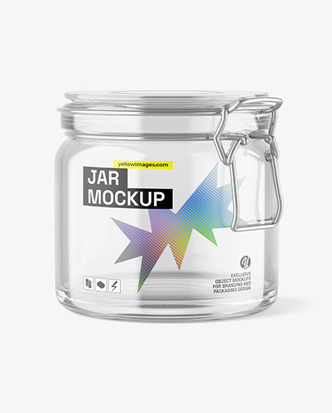 Clear Glass Jar w/ Clamp Lid Mockup