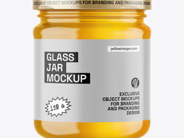 Clear Glass Jar with Honey Mockup