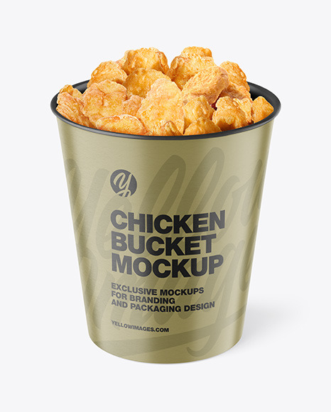 Paper Bucket With Chicken Mockup