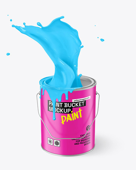 Matte Paint Bucket W/ Splash Mockup